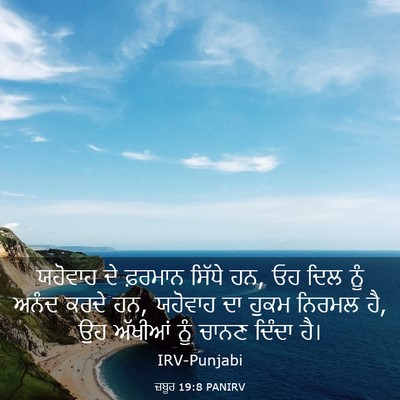 Picture 03 - ਜ਼ਬੂਰ 19:8 PANIRV - ਯਹੋਵਾਹ ਦੇ ਫ਼ਰਮਾਨ - Bible Verse Picture