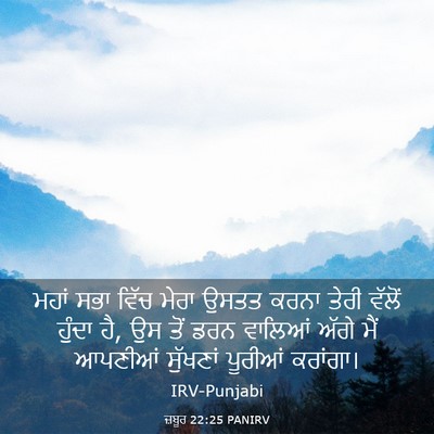 Picture 03 - ਜ਼ਬੂਰ 22:25 PANIRV - ਮਹਾਂ ਸਭਾ ਵਿੱਚ ਮੇਰਾ - Bible Verse Picture