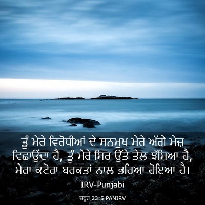 Picture 03 - ਜ਼ਬੂਰ 23:5 PANIRV - ਤੂੰ ਮੇਰੇ ਵਿਰੋਧੀਆਂ - Bible Verse Picture