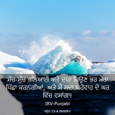 Picture 03 - ਜ਼ਬੂਰ 23:6 PANIRV - ਸੱਚ-ਮੁੱਚ ਭਲਿਆਈ ਅਤੇ - Bible Verse Picture
