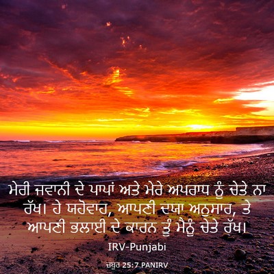 Picture 03 - ਜ਼ਬੂਰ 25:7 PANIRV - ਮੇਰੀ ਜਵਾਨੀ ਦੇ - Bible Verse Picture