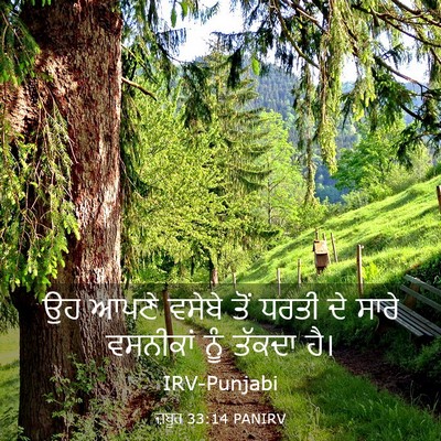 Picture 03 - ਜ਼ਬੂਰ 33:14 PANIRV - ਉਹ ਆਪਣੇ ਵਸੇਬੇ ਤੋਂ - Bible Verse Picture