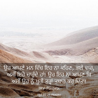 Picture 03 - ਜ਼ਬੂਰ 35:25 PANIRV - ਉਹ ਆਪਣੇ ਮਨ ਵਿੱਚ ਇਹ - Bible Verse Picture