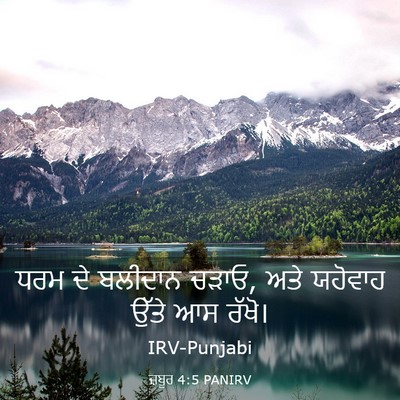 Picture 03 - ਜ਼ਬੂਰ 4:5 PANIRV - ਧਰਮ ਦੇ ਬਲੀਦਾਨ ਚੜਾਓ, - Bible Verse Picture