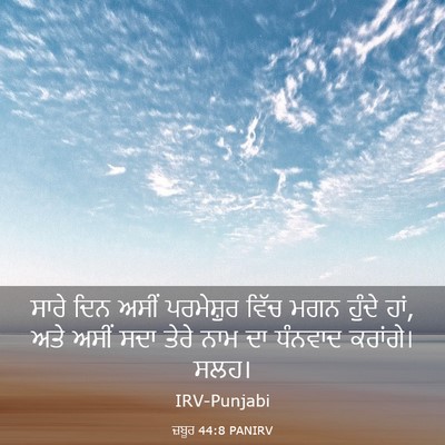 Picture 03 - ਜ਼ਬੂਰ 44:8 PANIRV - ਸਾਰੇ ਦਿਨ ਅਸੀਂ - Bible Verse Picture