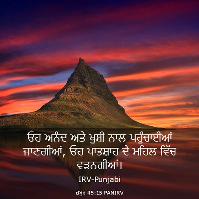 Picture 03 - ਜ਼ਬੂਰ 45:15 PANIRV - ਓਹ ਅਨੰਦ ਅਤੇ ਖੁਸ਼ੀ - Bible Verse Picture