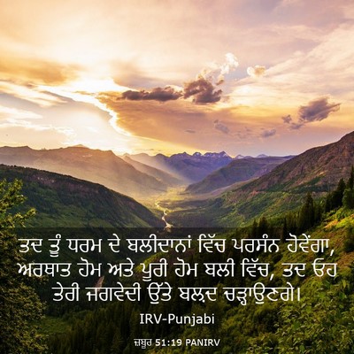 Picture 03 - ਜ਼ਬੂਰ 51:19 PANIRV - ਤਦ ਤੂੰ ਧਰਮ ਦੇ - Bible Verse Picture
