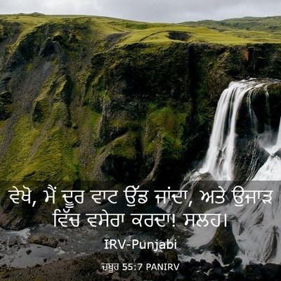 Picture 03 - ਜ਼ਬੂਰ 55:7 PANIRV - ਵੇਖੋ, ਮੈਂ ਦੂਰ ਵਾਟ - Bible Verse Picture