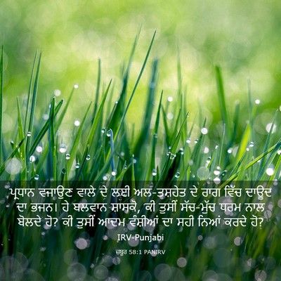Picture 03 - ਜ਼ਬੂਰ 58:1 PANIRV - ਪ੍ਰਧਾਨ ਵਜਾਉਣ ਵਾਲੇ - Bible Verse Picture