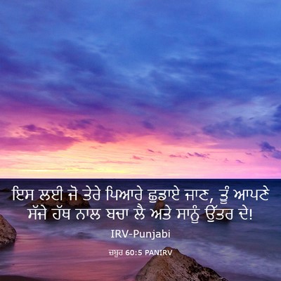 Picture 03 - ਜ਼ਬੂਰ 60:5 PANIRV - ਇਸ ਲਈ ਜੋ ਤੇਰੇ ਪਿਆਰੇ - Bible Verse Picture