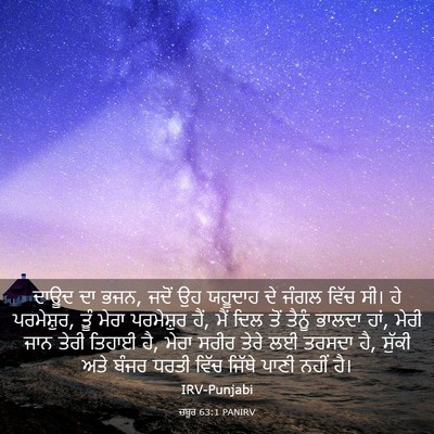 Picture 03 - ਜ਼ਬੂਰ 63:1 PANIRV - ਦਾਊਦ ਦਾ ਭਜਨ, ਜਦੋਂ - Bible Verse Picture