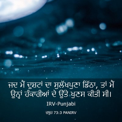 Picture 03 - ਜ਼ਬੂਰ 73:3 PANIRV - ਜਦ ਮੈਂ ਦੁਸ਼ਟਾਂ ਦਾ - Bible Verse Picture