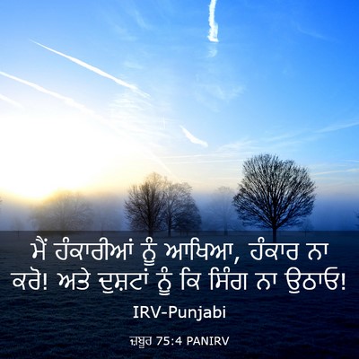 Picture 03 - ਜ਼ਬੂਰ 75:4 PANIRV - ਮੈਂ ਹੰਕਾਰੀਆਂ ਨੂੰ - Bible Verse Picture
