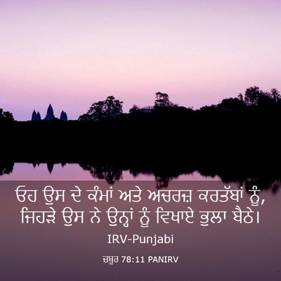 Picture 03 - ਜ਼ਬੂਰ 78:11 PANIRV - ਓਹ ਉਸ ਦੇ ਕੰਮਾਂ ਅਤੇ - Bible Verse Picture