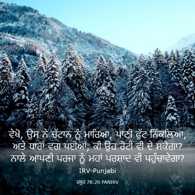 Picture 03 - ਜ਼ਬੂਰ 78:20 PANIRV - ਵੇਖੋ, ਉਸ ਨੇ ਚੱਟਾਨ - Bible Verse Picture