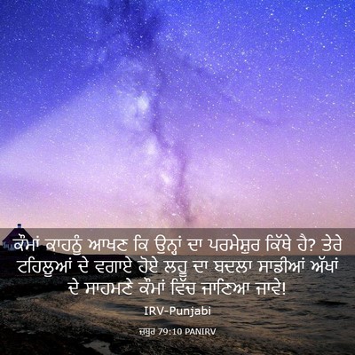 Picture 03 - ਜ਼ਬੂਰ 79:10 PANIRV - ਕੌਮਾਂ ਕਾਹਨੂੰ ਆਖਣ - Bible Verse Picture