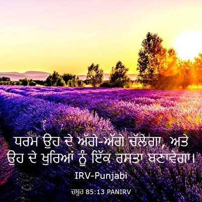 Picture 03 - ਜ਼ਬੂਰ 85:13 PANIRV - ਧਰਮ ਉਹ ਦੇ ਅੱਗੇ-ਅੱਗੇ - Bible Verse Picture
