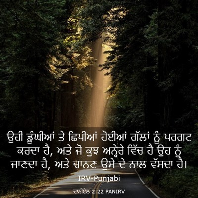 Picture 03 - ਦਾਨੀਏਲ 2:22 PANIRV - ਉਹੀ ਡੂੰਘੀਆਂ ਤੇ - Bible Verse Picture
