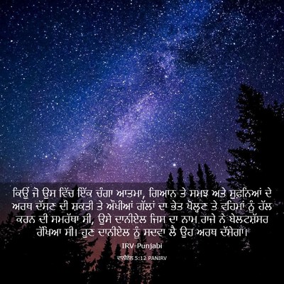 Picture 03 - ਦਾਨੀਏਲ 5:12 PANIRV - ਕਿਉਂ ਜੋ ਉਸ ਵਿੱਚ ਇੱਕ - Bible Verse Picture