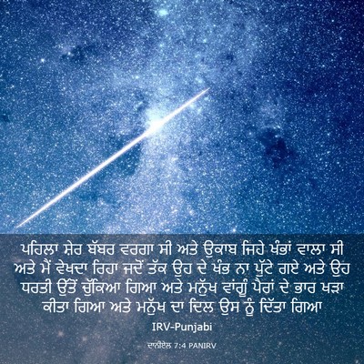 Picture 03 - ਦਾਨੀਏਲ 7:4 PANIRV - ਪਹਿਲਾ ਸ਼ੇਰ ਬੱਬਰ - Bible Verse Picture