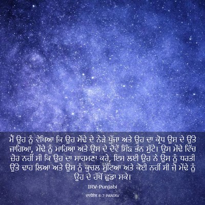 Picture 03 - ਦਾਨੀਏਲ 8:7 PANIRV - ਮੈਂ ਉਹ ਨੂੰ ਵੇਖਿਆ ਕਿ - Bible Verse Picture