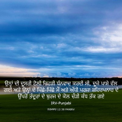 Picture 03 - ਨਹਮਯਾਹ 12:38 PANIRV - ਉਨ੍ਹਾਂ ਦੀ ਦੂਸਰੀ - Bible Verse Picture