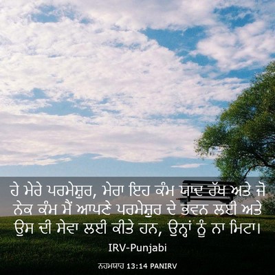 Picture 03 - ਨਹਮਯਾਹ 13:14 PANIRV - ਹੇ ਮੇਰੇ ਪਰਮੇਸ਼ੁਰ, - Bible Verse Picture