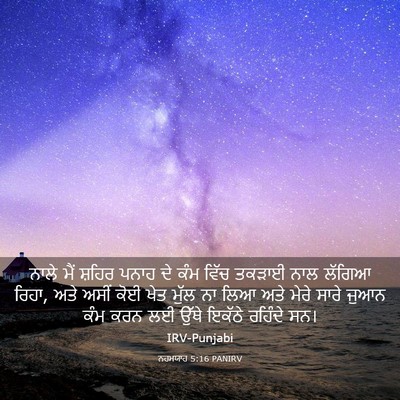 Picture 03 - ਨਹਮਯਾਹ 5:16 PANIRV - ਨਾਲੇ ਮੈਂ ਸ਼ਹਿਰ - Bible Verse Picture