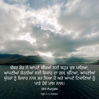 Picture 03 - ਨਹੂਮ 2:12 PANIRV - ਬੱਬਰ ਸ਼ੇਰ ਨੇ ਆਪਣੇ - Bible Verse Picture