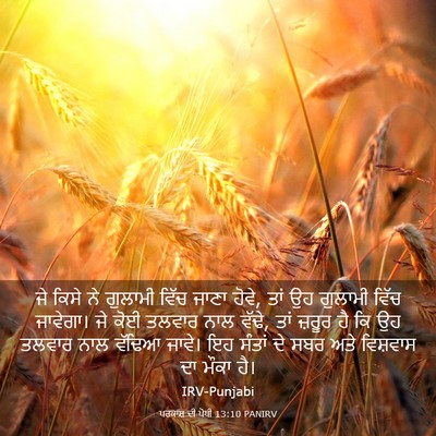Picture 03 - ਪਰਕਾਸ਼ ਦੀ ਪੋਥੀ 13:10 PANIRV - ਜੇ ਕਿਸੇ ਨੇ ਗੁਲਾਮੀ - Bible Verse Picture