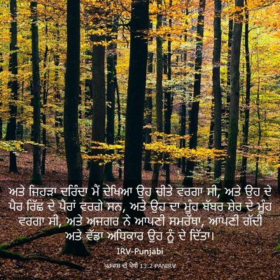 Picture 03 - ਪਰਕਾਸ਼ ਦੀ ਪੋਥੀ 13:2 PANIRV - ਅਤੇ ਜਿਹੜਾ ਦਰਿੰਦਾ - Bible Verse Picture