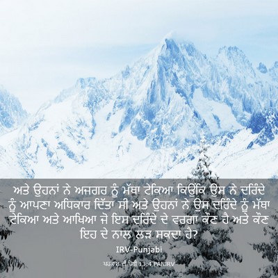 Picture 03 - ਪਰਕਾਸ਼ ਦੀ ਪੋਥੀ 13:4 PANIRV - ਅਤੇ ਉਹਨਾਂ ਨੇ ਅਜਗਰ - Bible Verse Picture