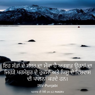Picture 03 - ਪਰਕਾਸ਼ ਦੀ ਪੋਥੀ 14:12 PANIRV - ਇਹ ਸੰਤਾਂ ਦੇ ਸਬਰ ਦਾ - Bible Verse Picture