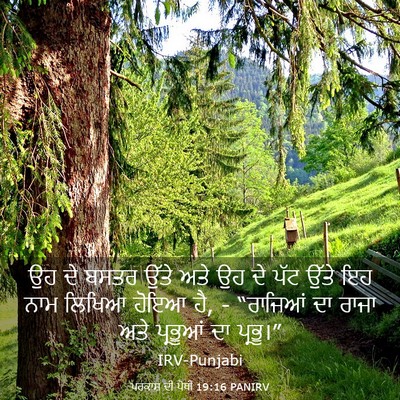 Picture 03 - ਪਰਕਾਸ਼ ਦੀ ਪੋਥੀ 19:16 PANIRV - ਉਹ ਦੇ ਬਸਤਰ ਉੱਤੇ ਅਤੇ - Bible Verse Picture
