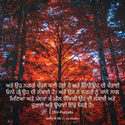 Picture 03 - ਪਰਕਾਸ਼ ਦੀ ਪੋਥੀ 21:16 PANIRV - ਅਤੇ ਉਹ ਨਗਰੀ ਚੌਰਸ - Bible Verse Picture