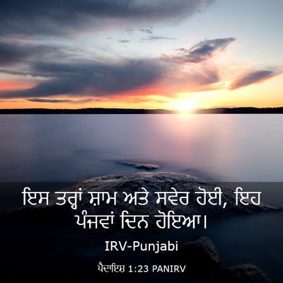 Picture 03 - ਪੈਦਾਇਸ਼ 1:23 PANIRV - ਇਸ ਤਰ੍ਹਾਂ ਸ਼ਾਮ ਅਤੇ - Bible Verse Picture