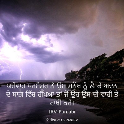 Picture 03 - ਪੈਦਾਇਸ਼ 2:15 PANIRV - ਯਹੋਵਾਹ ਪਰਮੇਸ਼ੁਰ - Bible Verse Picture