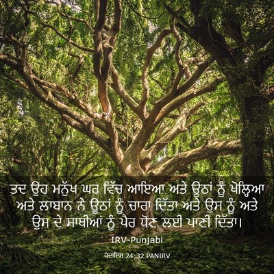 Picture 03 - ਪੈਦਾਇਸ਼ 24:32 PANIRV - ਤਦ ਉਹ ਮਨੁੱਖ ਘਰ ਵਿੱਚ - Bible Verse Picture