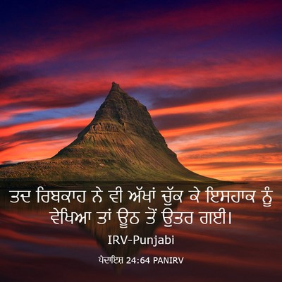Picture 03 - ਪੈਦਾਇਸ਼ 24:64 PANIRV - ਤਦ ਰਿਬਕਾਹ ਨੇ ਵੀ - Bible Verse Picture