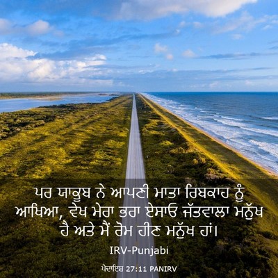 Picture 03 - ਪੈਦਾਇਸ਼ 27:11 PANIRV - ਪਰ ਯਾਕੂਬ ਨੇ ਆਪਣੀ - Bible Verse Picture
