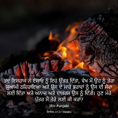 Picture 03 - ਪੈਦਾਇਸ਼ 27:37 PANIRV - ਤਦ ਇਸਹਾਕ ਨੇ ਏਸਾਓ - Bible Verse Picture