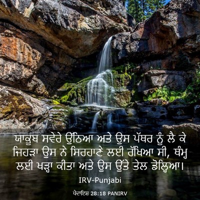 Picture 03 - ਪੈਦਾਇਸ਼ 28:18 PANIRV - ਯਾਕੂਬ ਸਵੇਰੇ ਉੱਠਿਆ - Bible Verse Picture