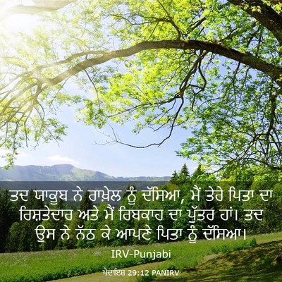 Picture 03 - ਪੈਦਾਇਸ਼ 29:12 PANIRV - ਤਦ ਯਾਕੂਬ ਨੇ ਰਾਖ਼ੇਲ - Bible Verse Picture