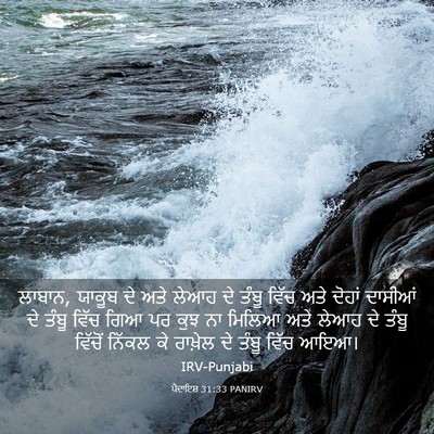 Picture 03 - ਪੈਦਾਇਸ਼ 31:33 PANIRV - ਲਾਬਾਨ, ਯਾਕੂਬ ਦੇ ਅਤੇ - Bible Verse Picture
