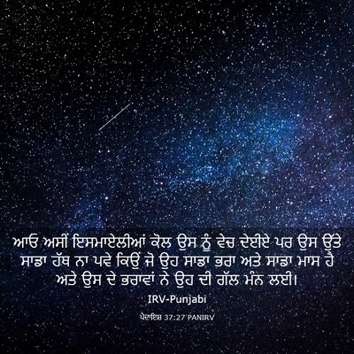 Picture 03 - ਪੈਦਾਇਸ਼ 37:27 PANIRV - ਆਓ ਅਸੀਂ ਇਸਮਾਏਲੀਆਂ - Bible Verse Picture
