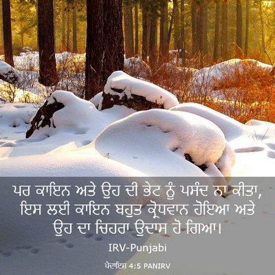 Picture 03 - ਪੈਦਾਇਸ਼ 4:5 PANIRV - ਪਰ ਕਾਇਨ ਅਤੇ ਉਹ ਦੀ - Bible Verse Picture