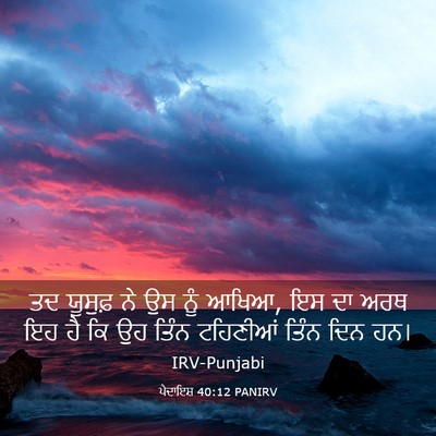 Picture 03 - ਪੈਦਾਇਸ਼ 40:12 PANIRV - ਤਦ ਯੂਸੁਫ਼ ਨੇ ਉਸ ਨੂੰ - Bible Verse Picture