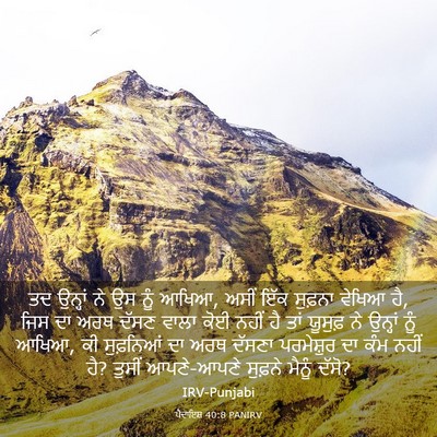 Picture 03 - ਪੈਦਾਇਸ਼ 40:8 PANIRV - ਤਦ ਉਨ੍ਹਾਂ ਨੇ ਉਸ ਨੂੰ - Bible Verse Picture