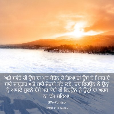 Picture 03 - ਪੈਦਾਇਸ਼ 41:8 PANIRV - ਅਤੇ ਸਵੇਰੇ ਹੀ ਉਸ ਦਾ - Bible Verse Picture