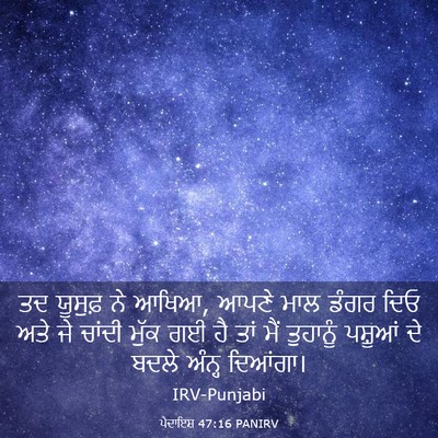 Picture 03 - ਪੈਦਾਇਸ਼ 47:16 PANIRV - ਤਦ ਯੂਸੁਫ਼ ਨੇ ਆਖਿਆ, - Bible Verse Picture